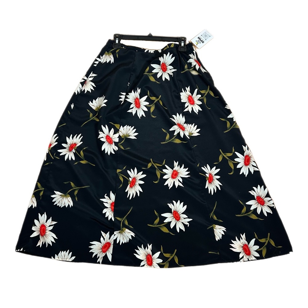 ⭐️ 2 for $20 ⭐️ Vintage Kathy Ireland Black | White | Red Daisy Midi Skirt L